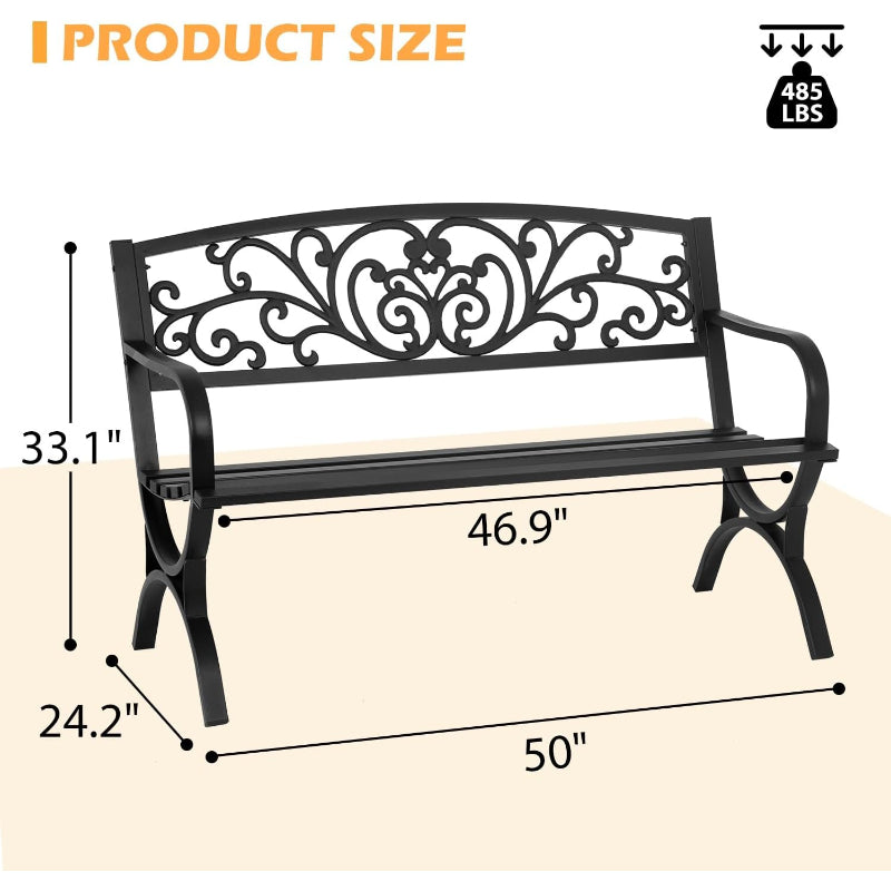 Black Outdoor Garden Bench