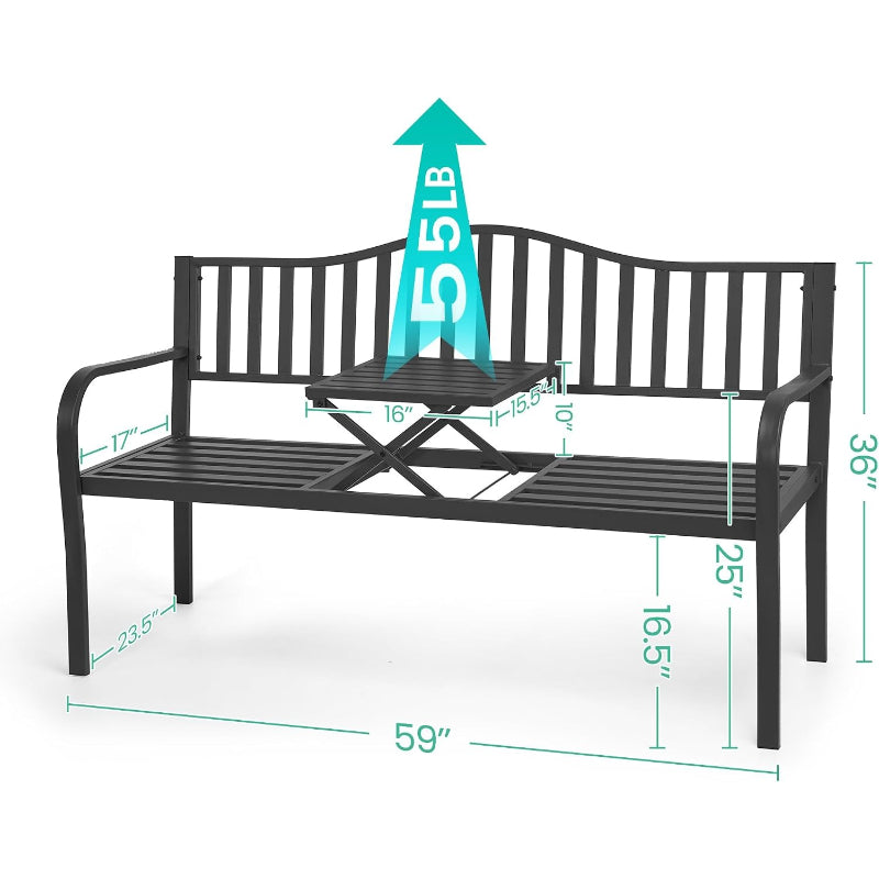 Gray Metal Patio Bench