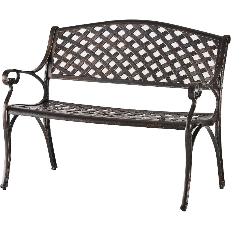 Antique Copper Cast Aluminum Garden Bench