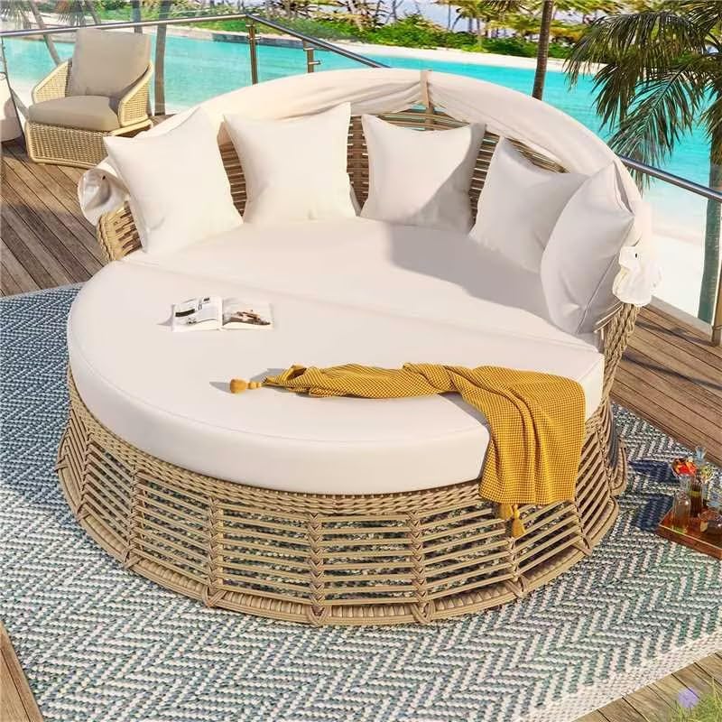 Round Wicker Patio Daybed