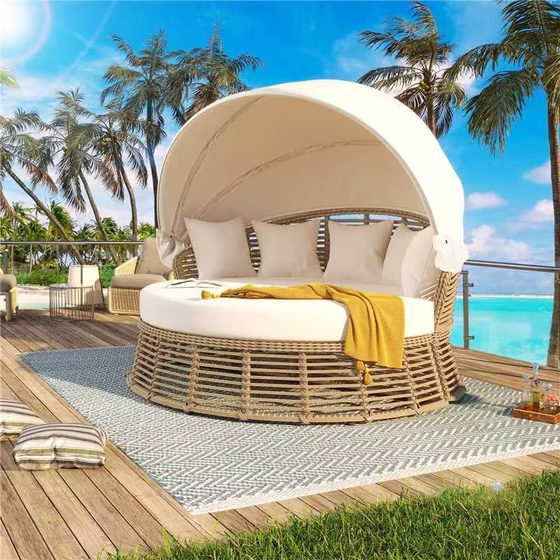 Round Wicker Patio Daybed