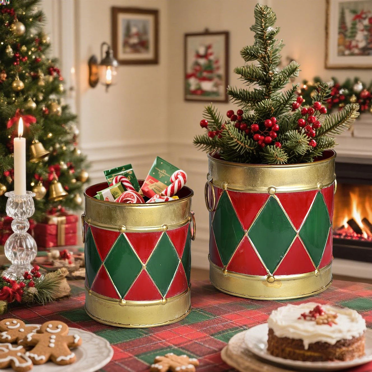 Christmas Metal Decor Pails