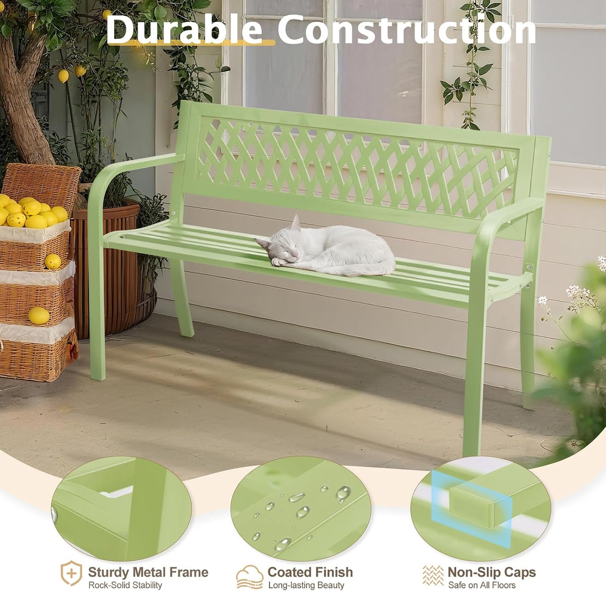 Green Iron PVC Mesh 2-Seat Garden Bench
