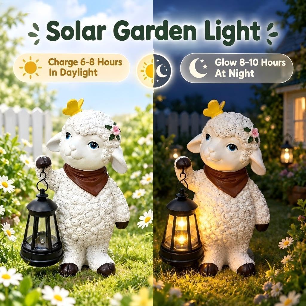 Solar Sheep Garden Statue