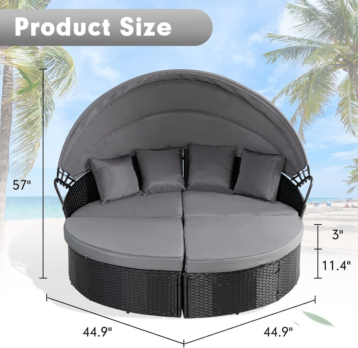 Round Wicker Sunbed with Canopy