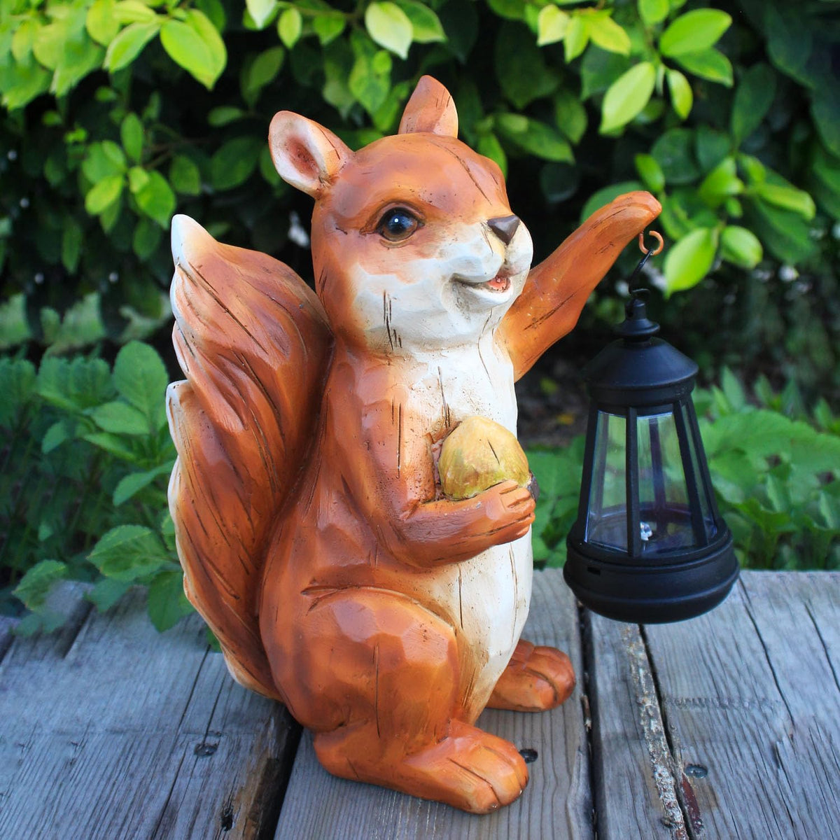 Resin Solar Squirrel Statue