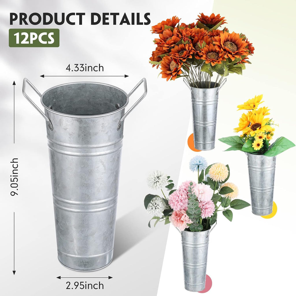 Matte Silver Galvanized Buckets