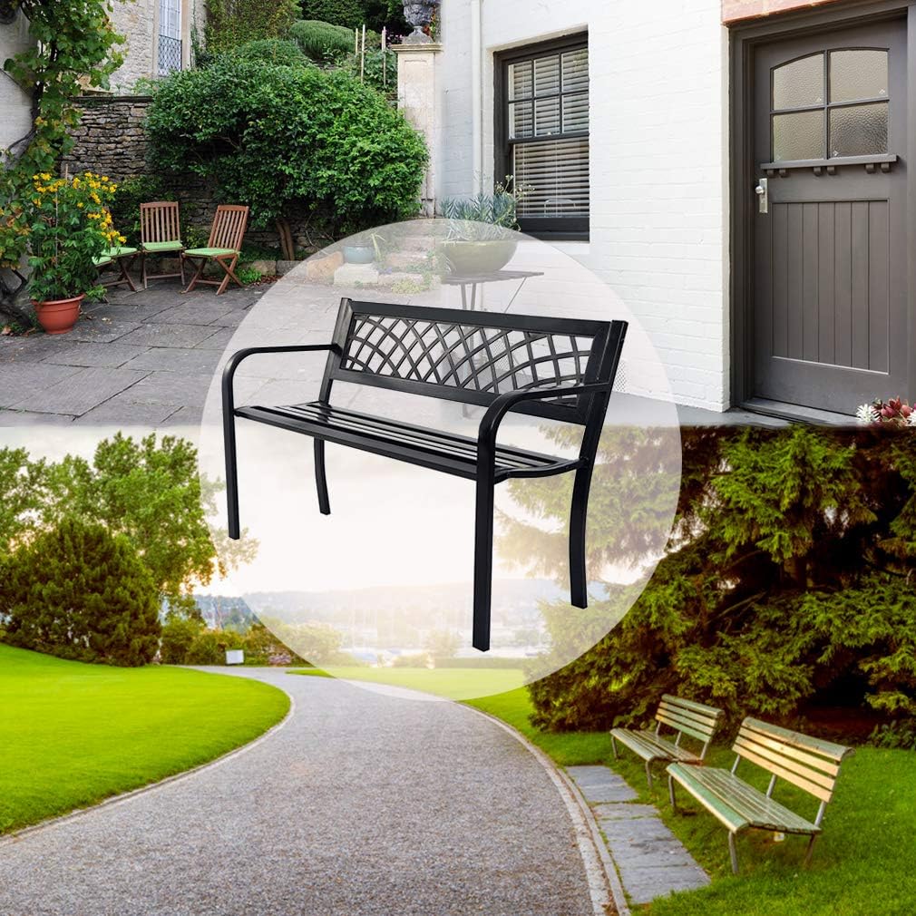 Plastic Back Metal Garden Bench