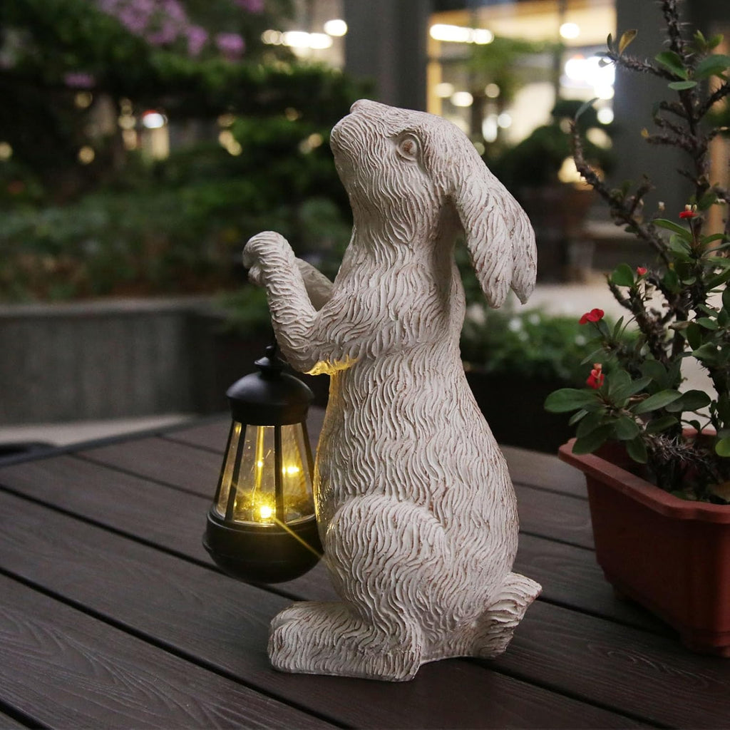 Solar Rabbit Garden Statue