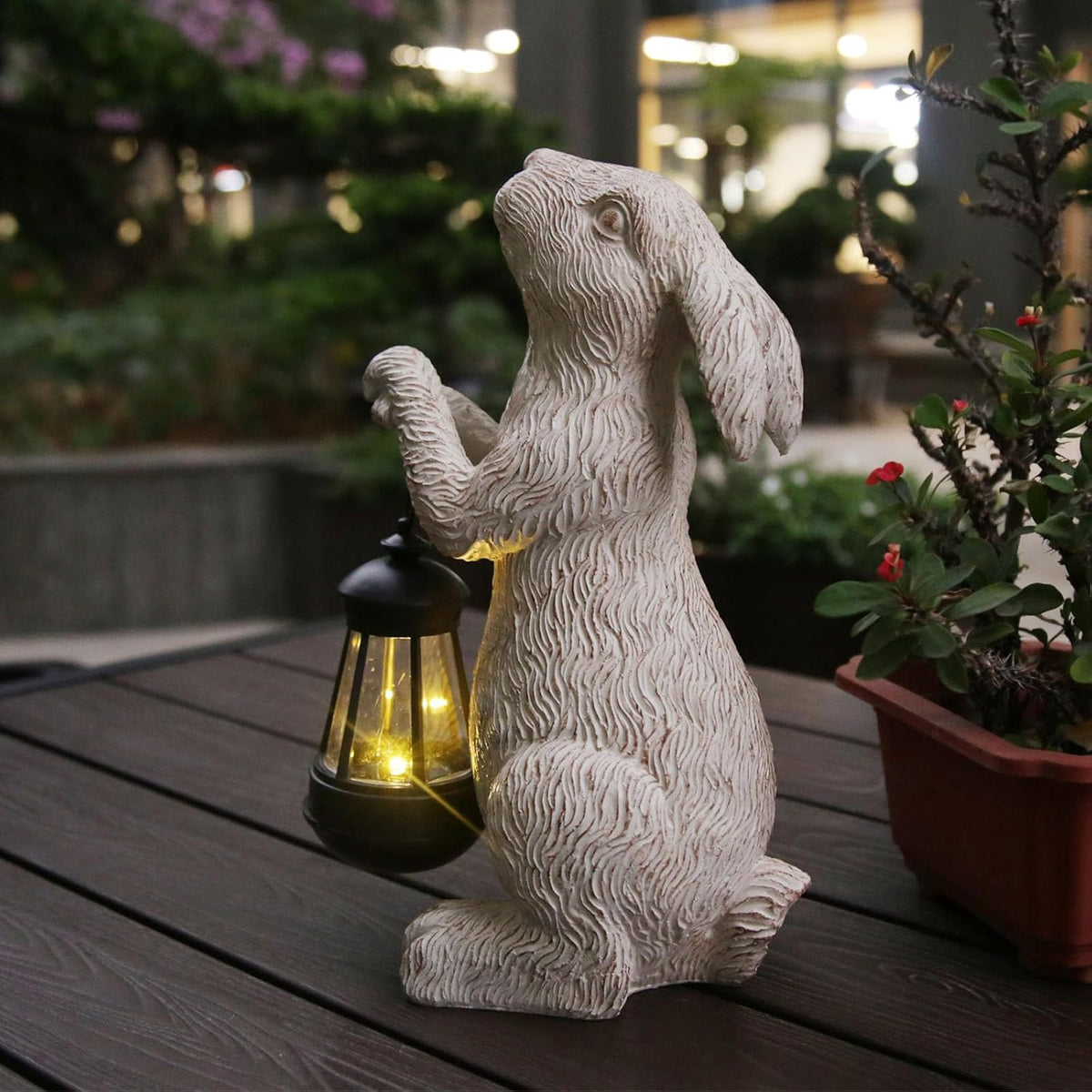 Solar Rabbit Garden Statue