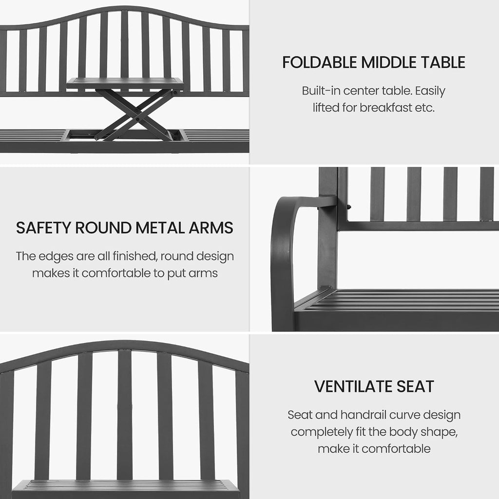 Gray Metal Patio Bench
