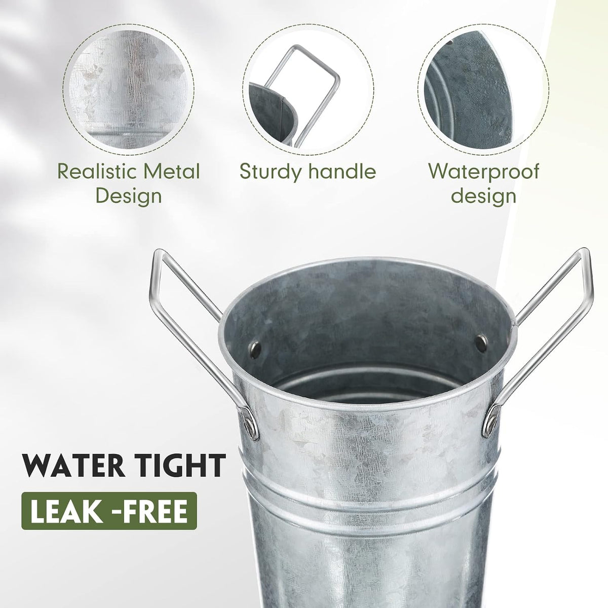 Matte Silver Galvanized Buckets