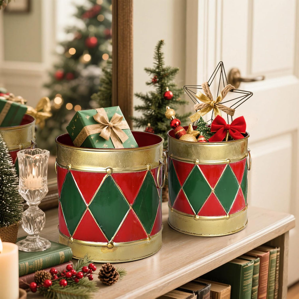 Christmas Metal Decor Pails
