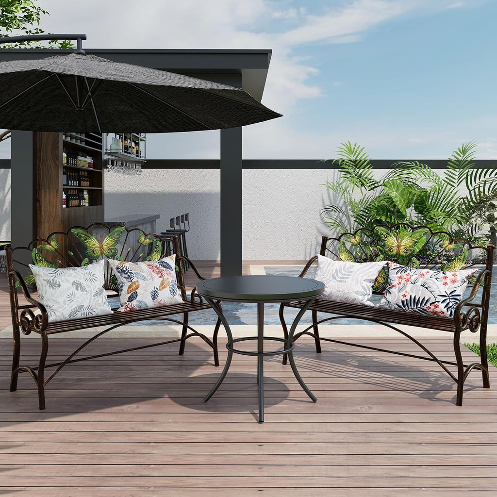 Black Butterfly Arched Back Metal Garden Bench