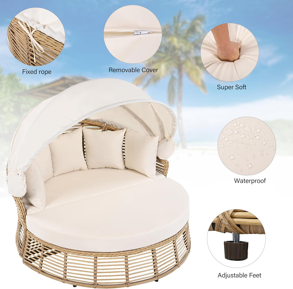 Round Wicker Patio Daybed