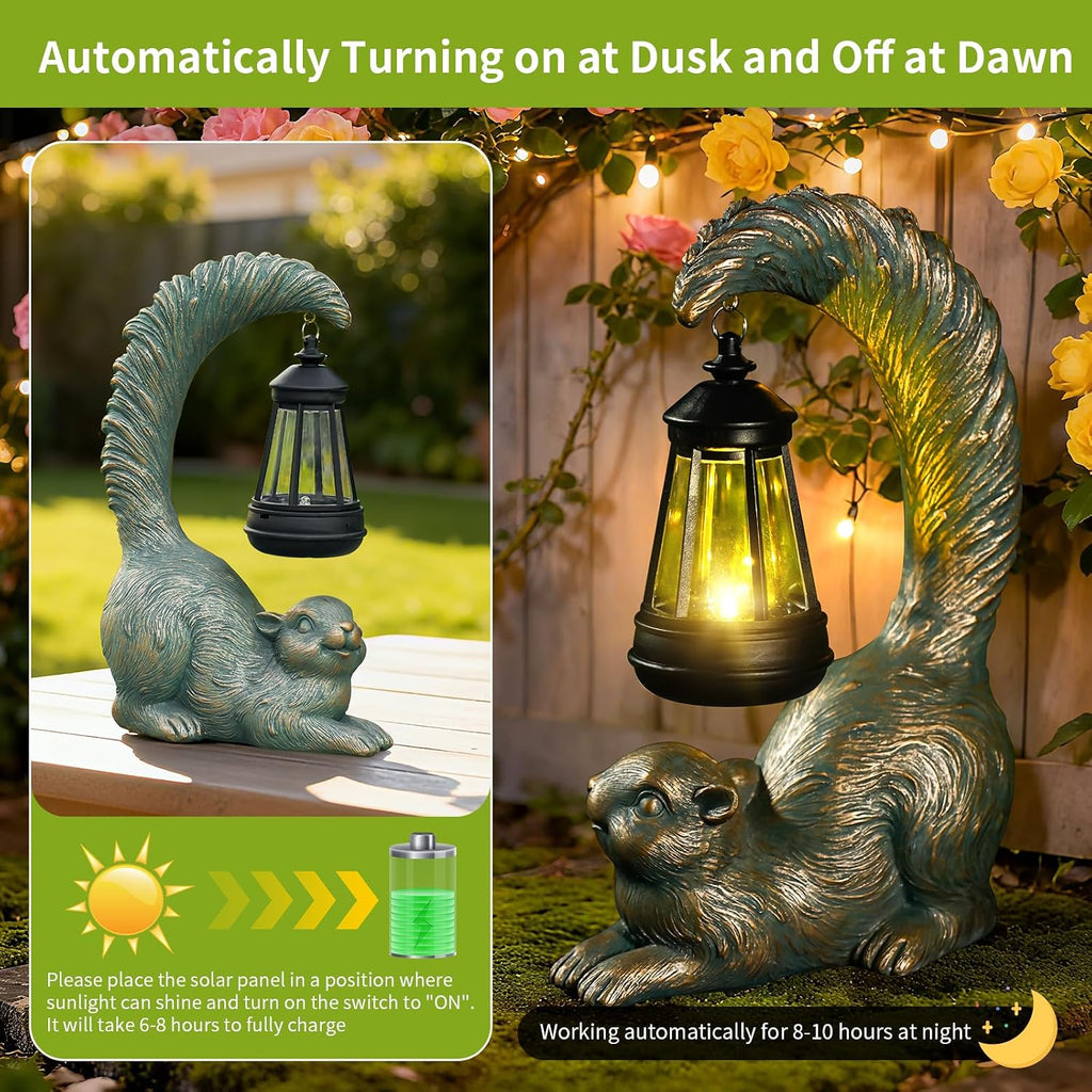 Solar Squirrel Garden Statue