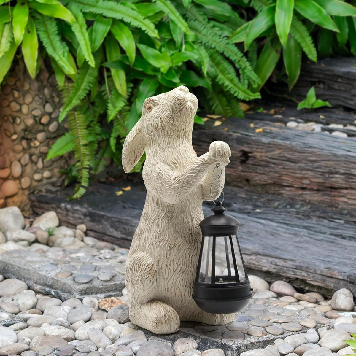 Solar Rabbit Garden Statue