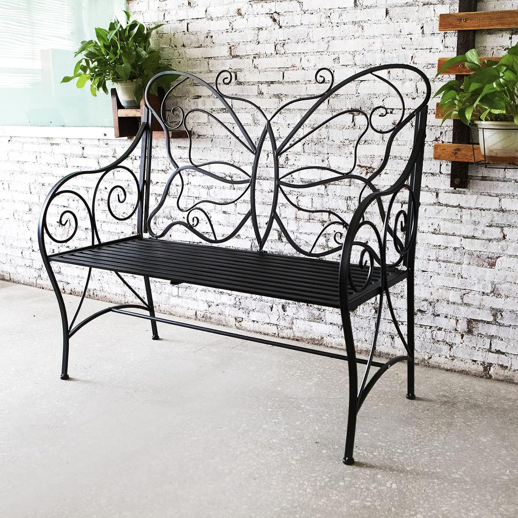 Rust Resist Cast Iron Butterfly Garden Bench