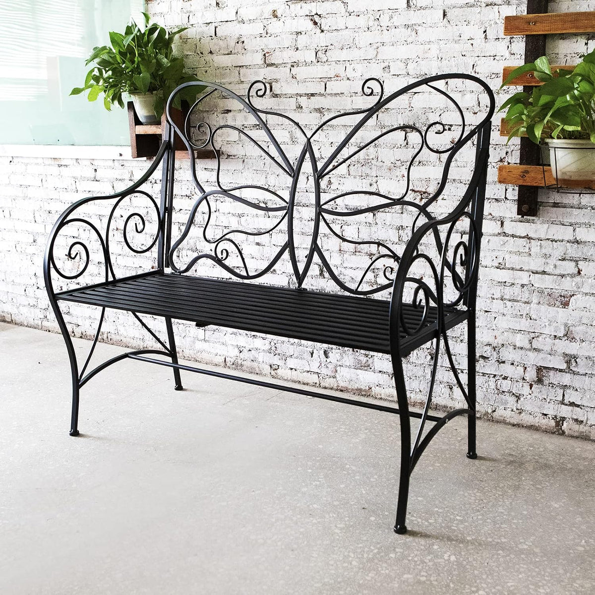 Rust Resist Cast Iron Butterfly Garden Bench