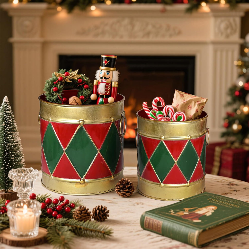 Christmas Metal Decor Pails