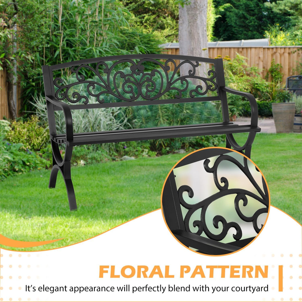 Black Outdoor Garden Bench