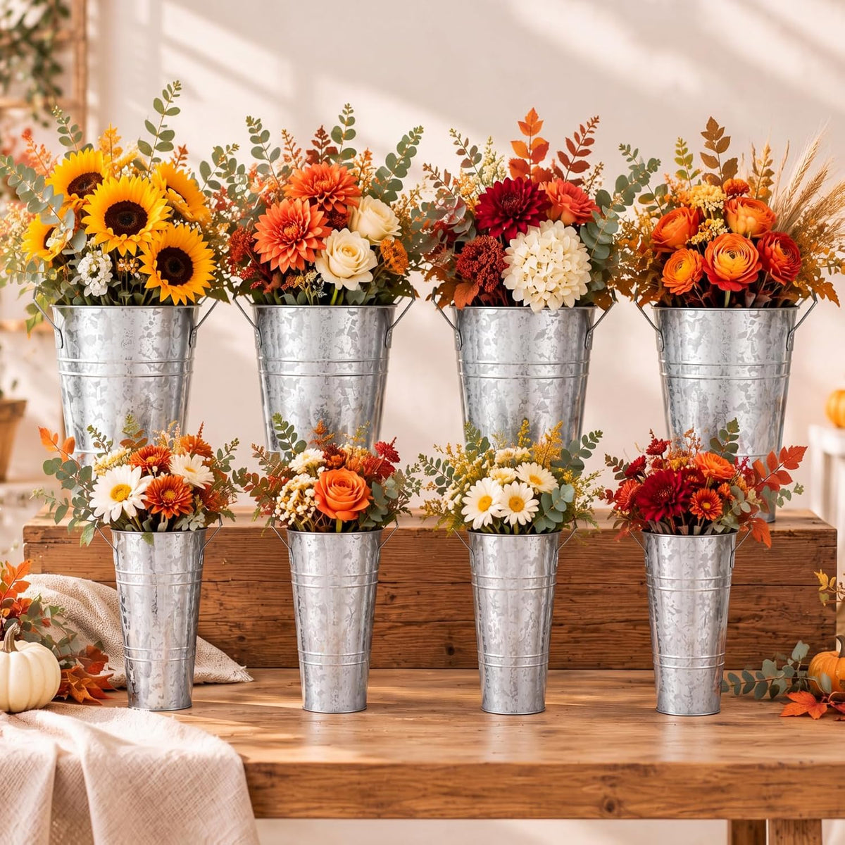 Galvanized Flower Vase Set
