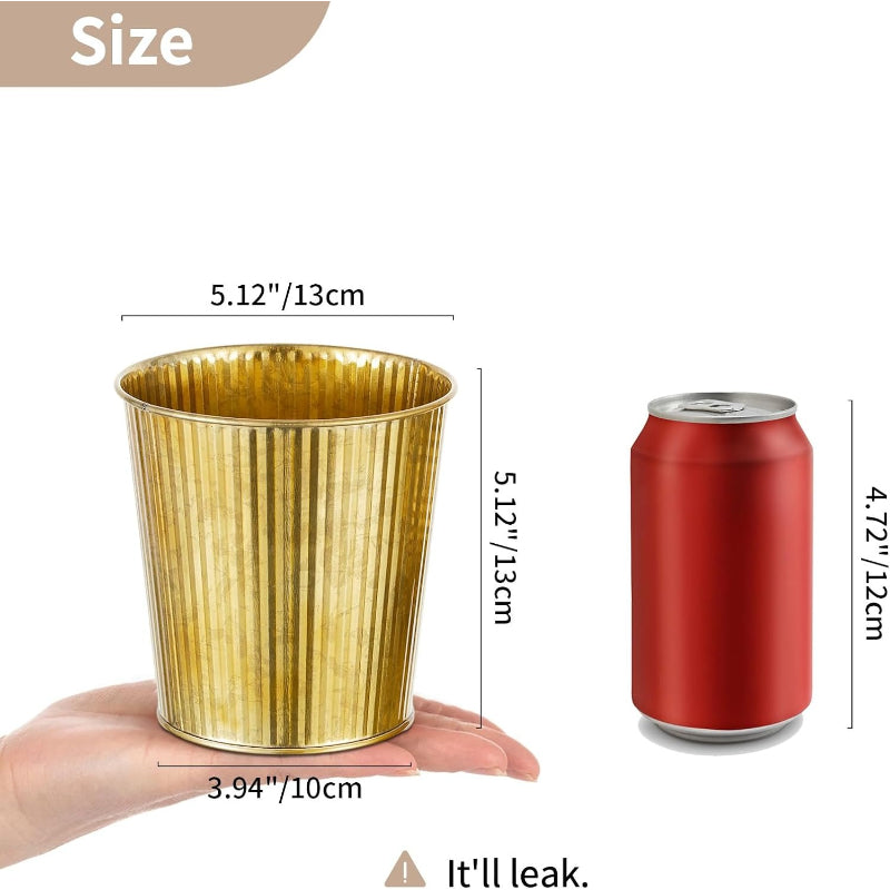 Gold Ribbed Metal Vases