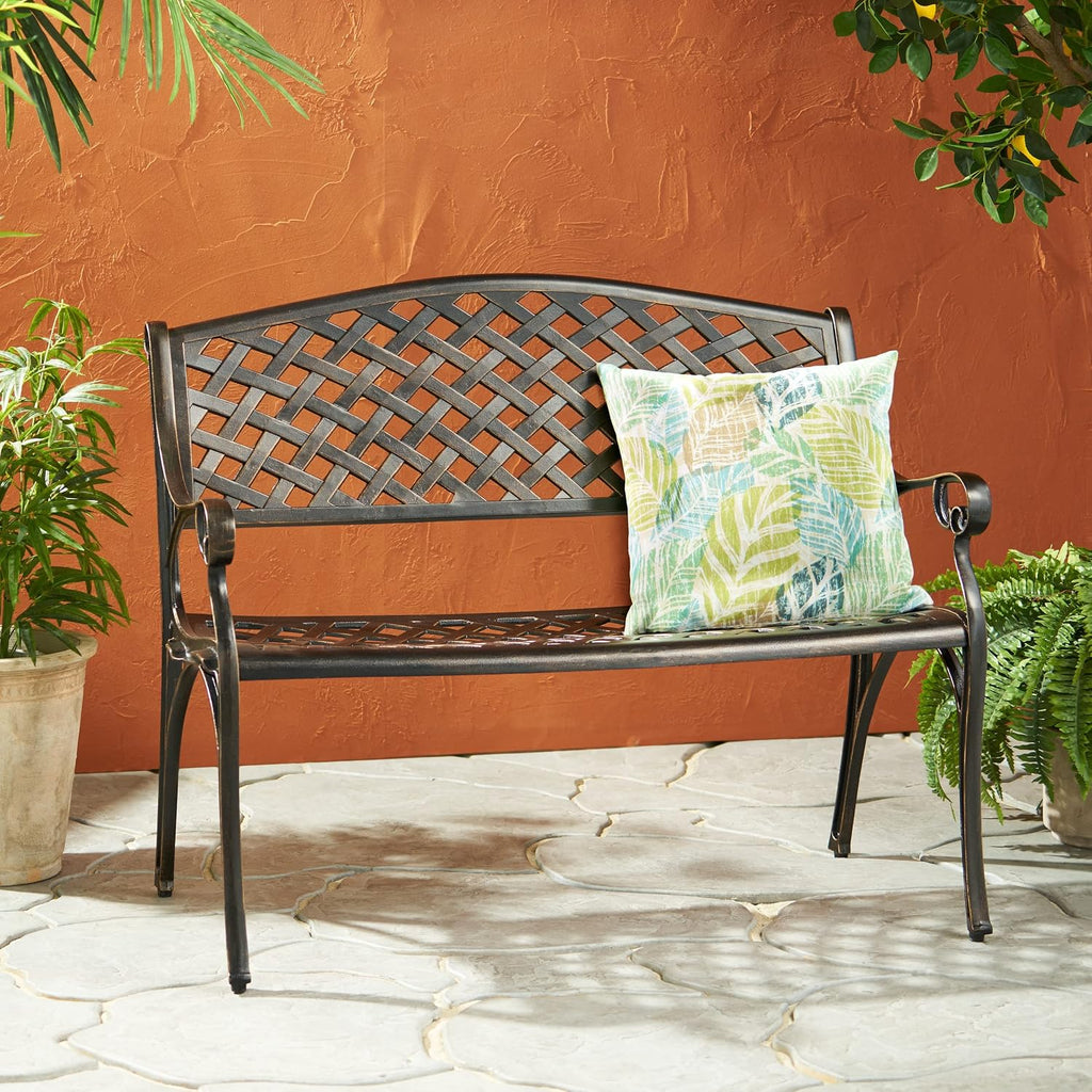 Antique Copper Cast Aluminum Garden Bench