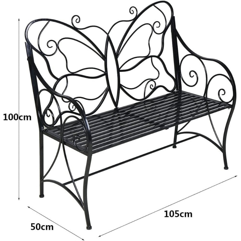 Rust Resist Cast Iron Butterfly Garden Bench