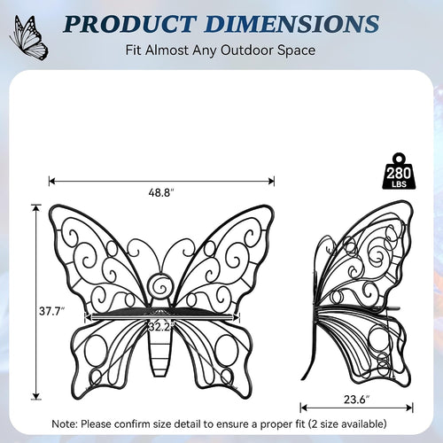 Black Cast Iron Butterfly Garden Bench