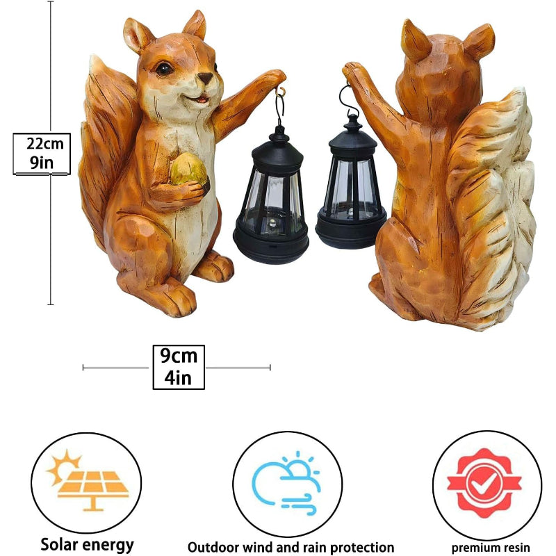 Resin Solar Squirrel Statue